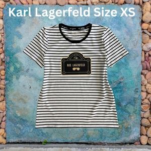 Karl Lagerfield White and Black Striped t-shirt XS